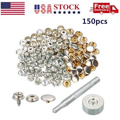 150pcs Stainless Steel Boat Marine Canvas Snap Cover Button Socket Fastener Kit