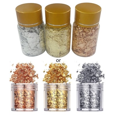3 Bottles Broken Gold Foil Flakes Foil for Resin Jewelry Making