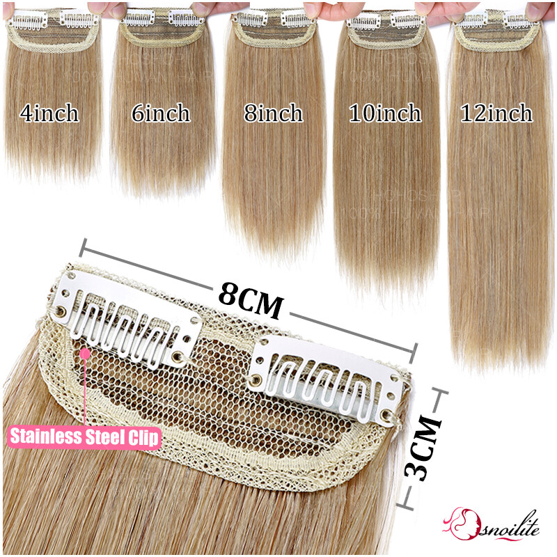 4"-12" Short Hair Pad Clip In Real Remy Human Hair Extensions One Piece Thick 6"