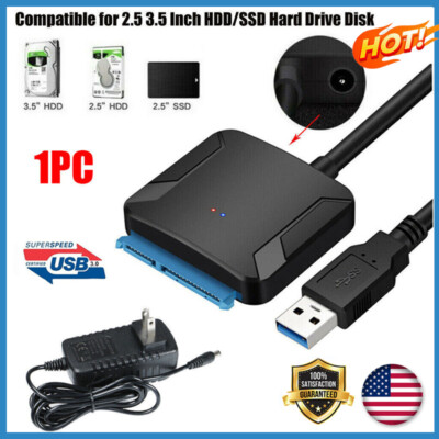 USB 3.0 to IDE/SATA External Hard Drive Reader 2.5/3.5 HDD SSD IDE Adapter+Power