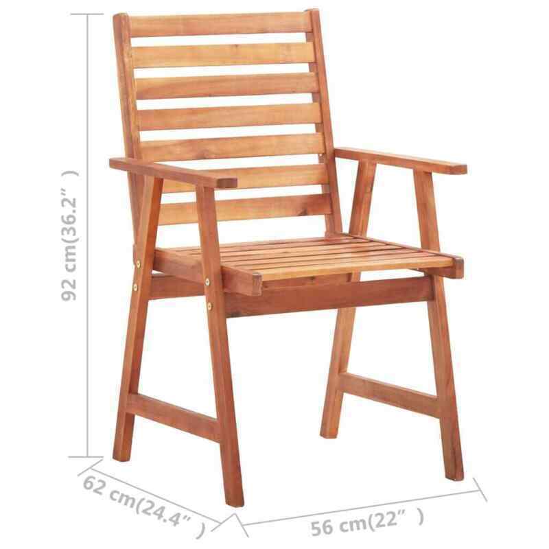 2 PCS Patio Chairs Solid Acacia Wood Dining Chairs Furniture Armchairs Set NEW