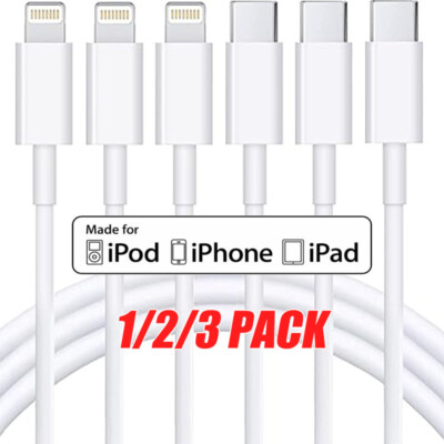 1/3-PACK Fast Charger Cable Type USB C PD Cord to For iPhone 14 13 12 11 Pro Max