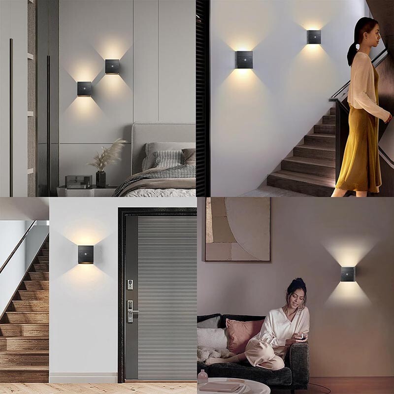 1-4 Pack Wall Lights Dimmable Indoor Rechargeable Up and Down Lamp Sconce