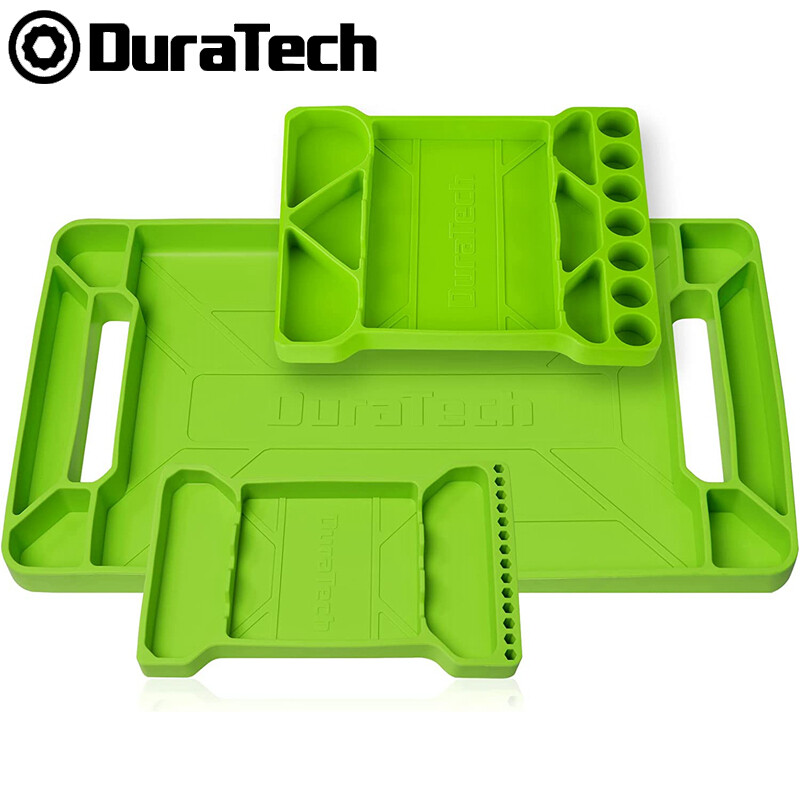 DuraTech Flexible Tool Tray 3PC Silicone Tool Holder for Household Storage Green