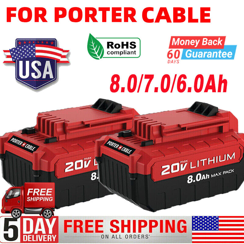 For PORTER CABLE 20V 8000mAh Lithium Max PCC685L PCC680L Rep