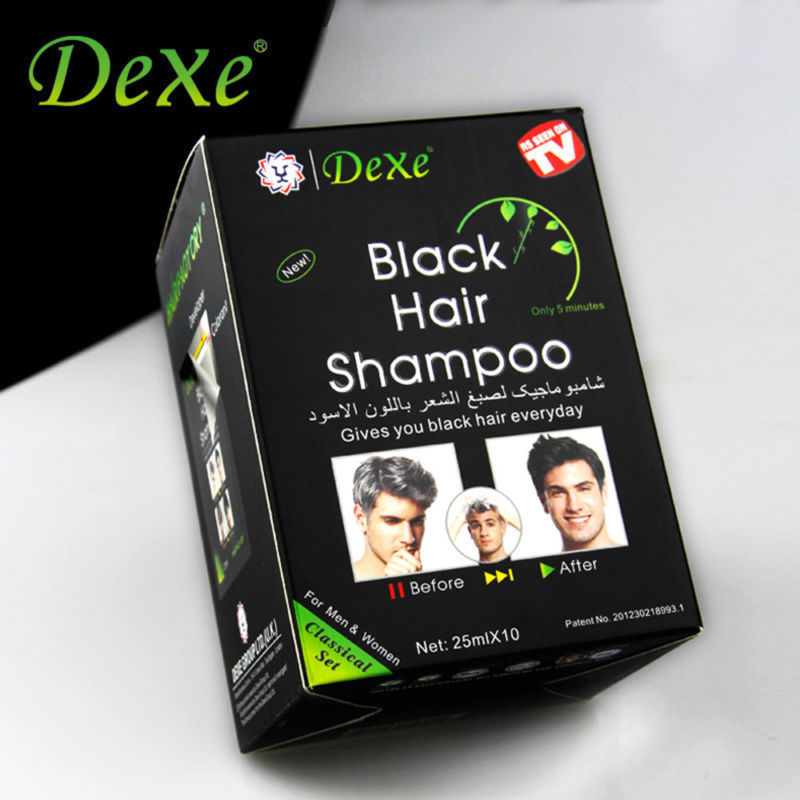 10pcs Box Dexe Permanent Black Hair Dye Coloring Shampoo 5 Minutes