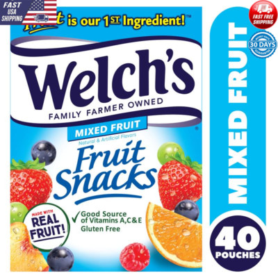 Real Fruit Snack Mixed Fruit 40 Pouches Fat Free Gluten Free Healthy Treat New