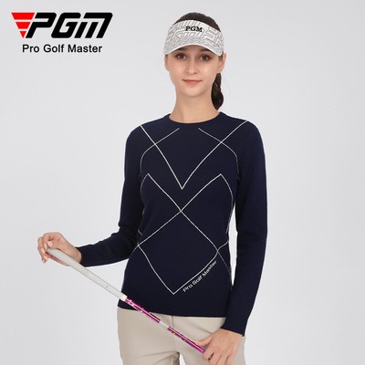 PGM Knitted Women Golf Sweater Round Neck Warm Shirts Windproof Soft Sportswear