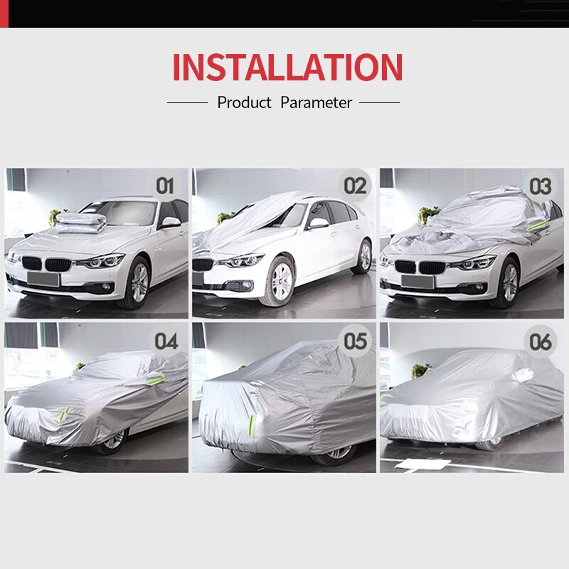 For Ford Mustang 6 Layers Outdoor Full Car Cover Waterproof With Zipper Cotton