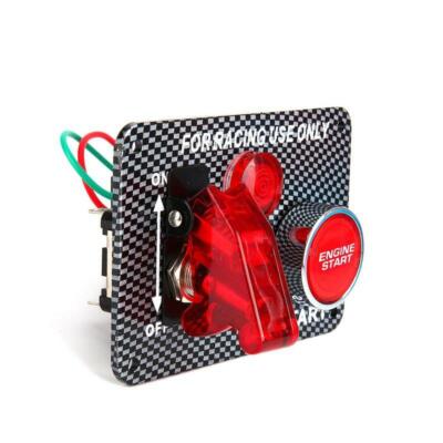 12V Carbon Ignition Switch Panel Engine Start Push Button LED Toggle Racing Auto