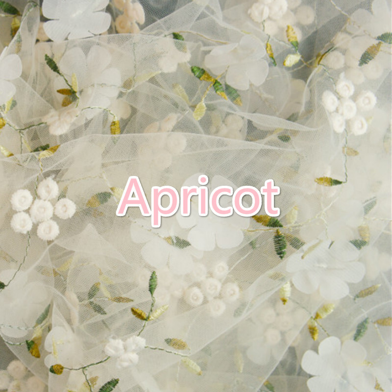 3D Floral Embroidery Lace Fabric Mesh Craft Tutu Voile Bridal Dress Material