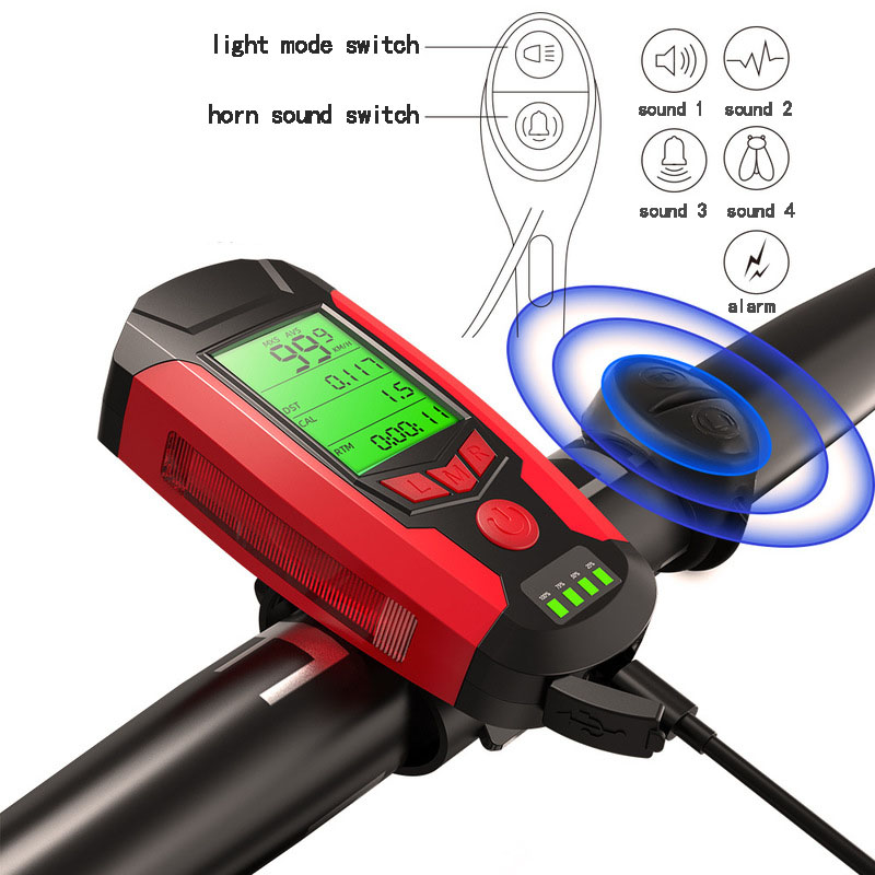 luz led recargable para bicicleta delantera accesorios velocimetro con bocina de