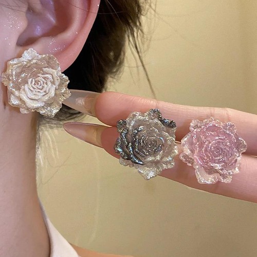 Vintage Resin Flower Stud Earrings for Women Casual Party Jewelry Gift