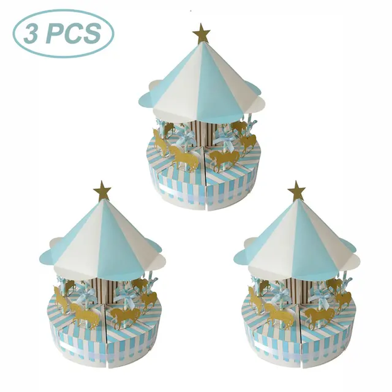 5-1Pcs Carousel Gift Box Packaging Box Favor Gifts Candy Box Baby Shower Birthda