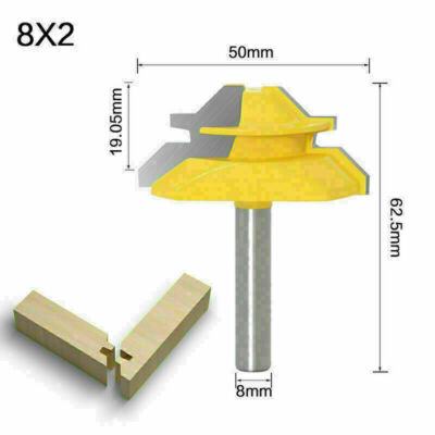45 Degree Lock Miter Router Bit 8MM Shank Woodworking Tenon Milling Cutter