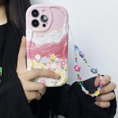 Cute Cream Soft Covers Shockproof Flower Bracelet Shell For Various Phone Case