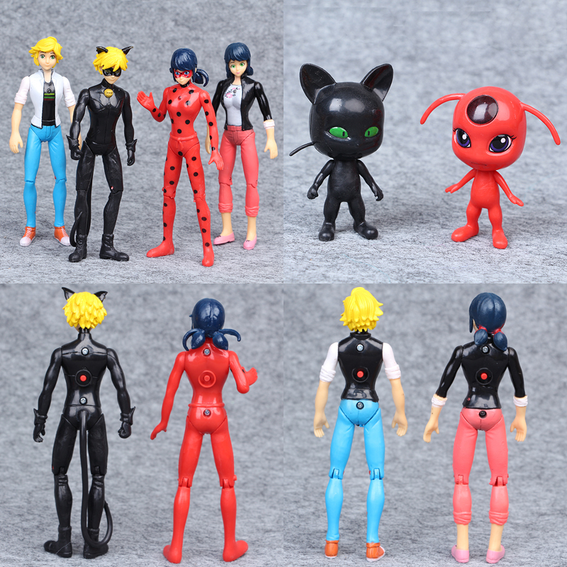 Miraculous Ladybug 6pcs Pvc Figures Toys Marinette Adrien Cat Noir With Light