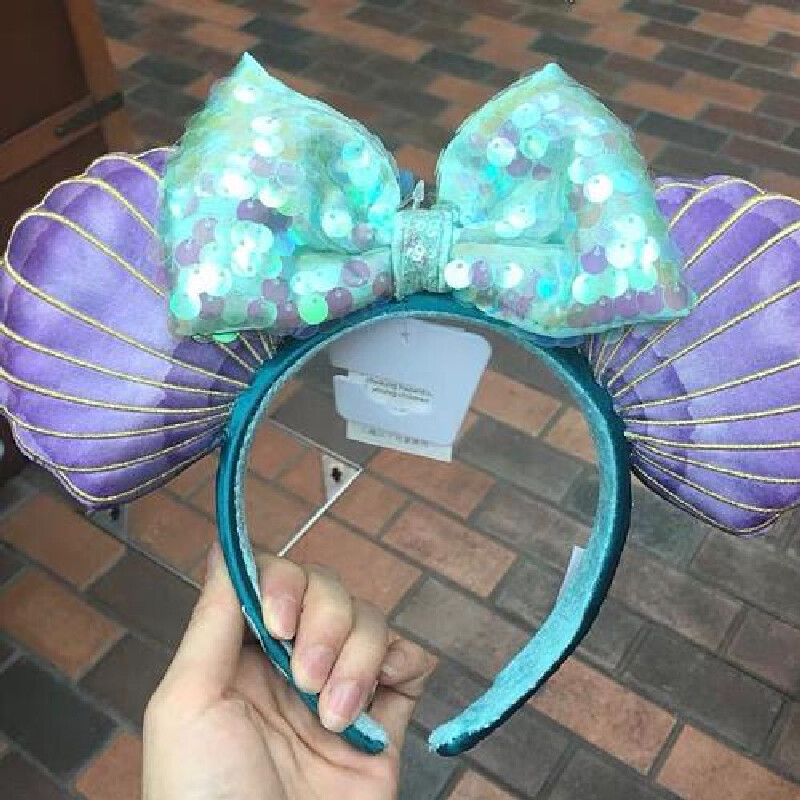 Disney Parks Little Mermaid Hair Dont Care Purple Ariel Minnie Ears Headband US