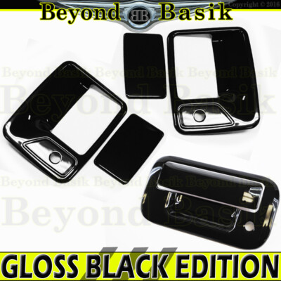 2008-2016 Ford F250-F550 Std/Ext GLOSS BLACK Door Handle COVERS w/PSK+Tailgate