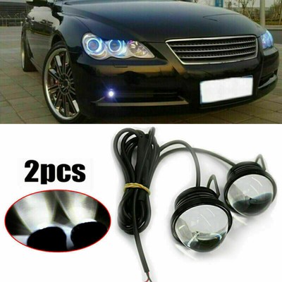 2x White Eagle Eye Lamps LED DRL Fog Daytime Running Car Light Tail Backup 12V
