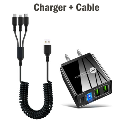 3 in 1 Fast USB Charging Cable Universal Multi Function Cell Phone Charger Cord