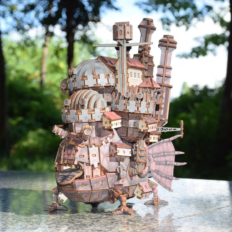 ハウルの動く城 ki-gu-mi Wooden Art カラーver. ジブリ Studio Ghibli Howl's Moving Castle 3D Wooden Puzzle Kit ki-gu-mi