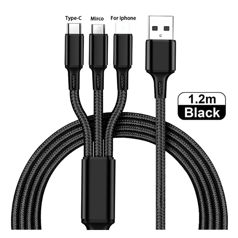 3 in 1 Multi USB Charger Charging Cable Cord For Type C Android Micro iPhone