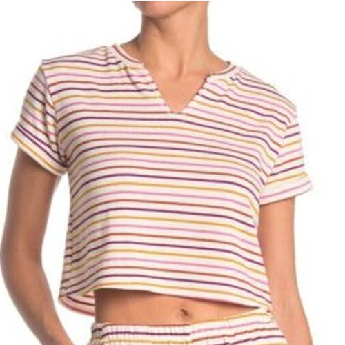 【2plan】Russo Stripe Crop Shirt Striped '80s Boxy Crop Tee
