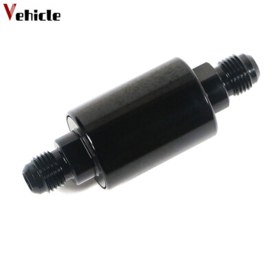Universal -6AN Inline Fuel Filter High Flow 100 Micron Cleanable AN6 6AN Black