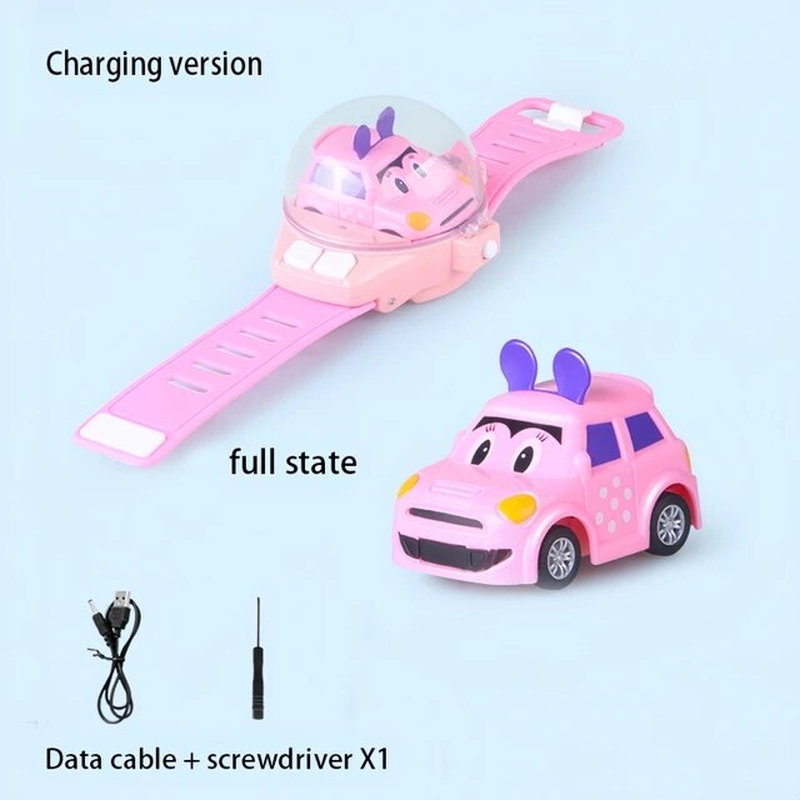 Kids Mini Watch Car Toy Portable USB Charging Cartoon Remote Control