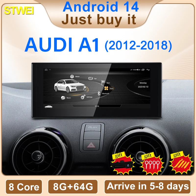 Factory Price 10.25" 8 Core Android14 Carplay For 13-18 Year AUDI A1 Car Video P