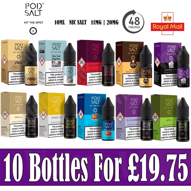 POD SALT 10ml Nic Salts E-Liquid | 10mg 20mg Nicotine | E-Cig Vape Juice UK