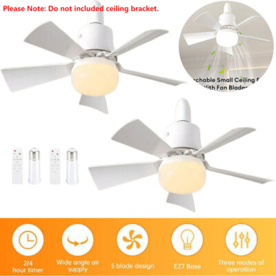 2PCS E27 Ceiling Fan Lights With Fan Dimmable LED Ceiling Fan Lamp w/ Remote HOT