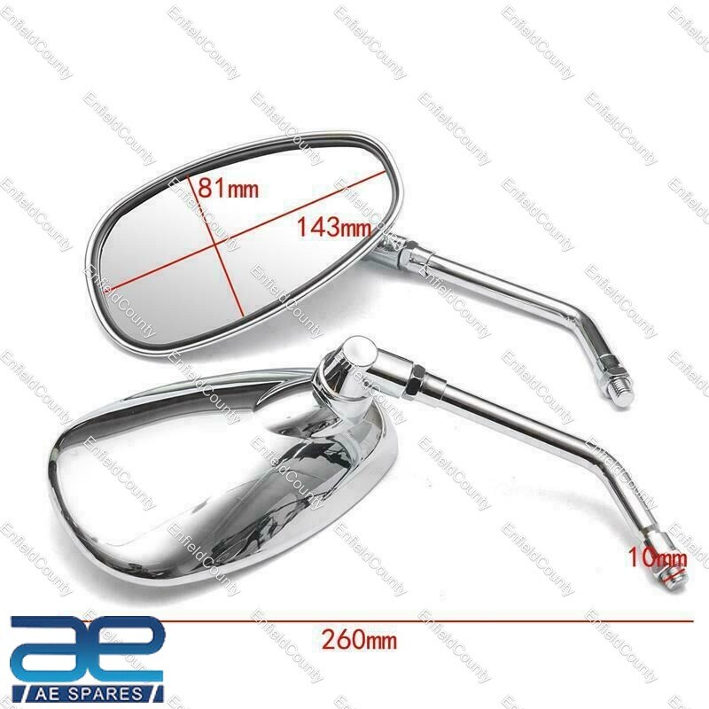Rear View Side Mirrors Chrome 10mm for Suzuki Motorcycle Cruiser Chopper 