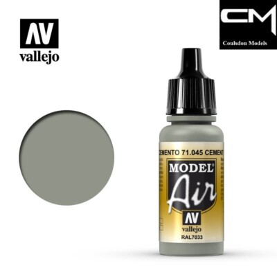 Vallejo Model Air 71.045 Cement Grey RAL7033 17ml Acrylic Airbrush Ready Paint