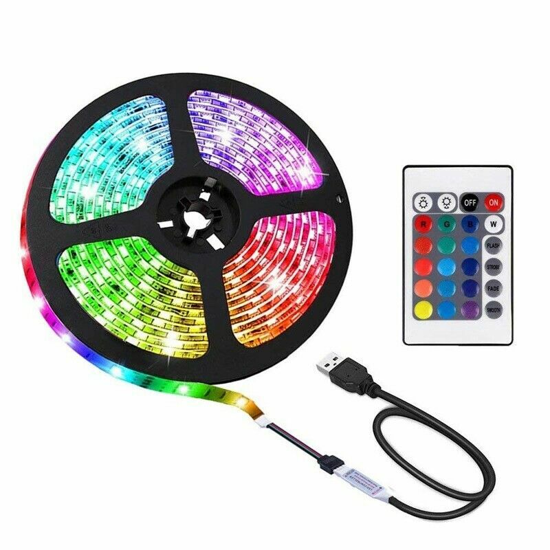 Striscia Strip Led Usb Rgb 5v Per Retroilluminazione Tv Lunghezza 5 Metri cir