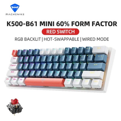 Machenike K500-B61 Mini Mechanical Keybaord 60% Form Factor 61Keys Gaming Keybao
