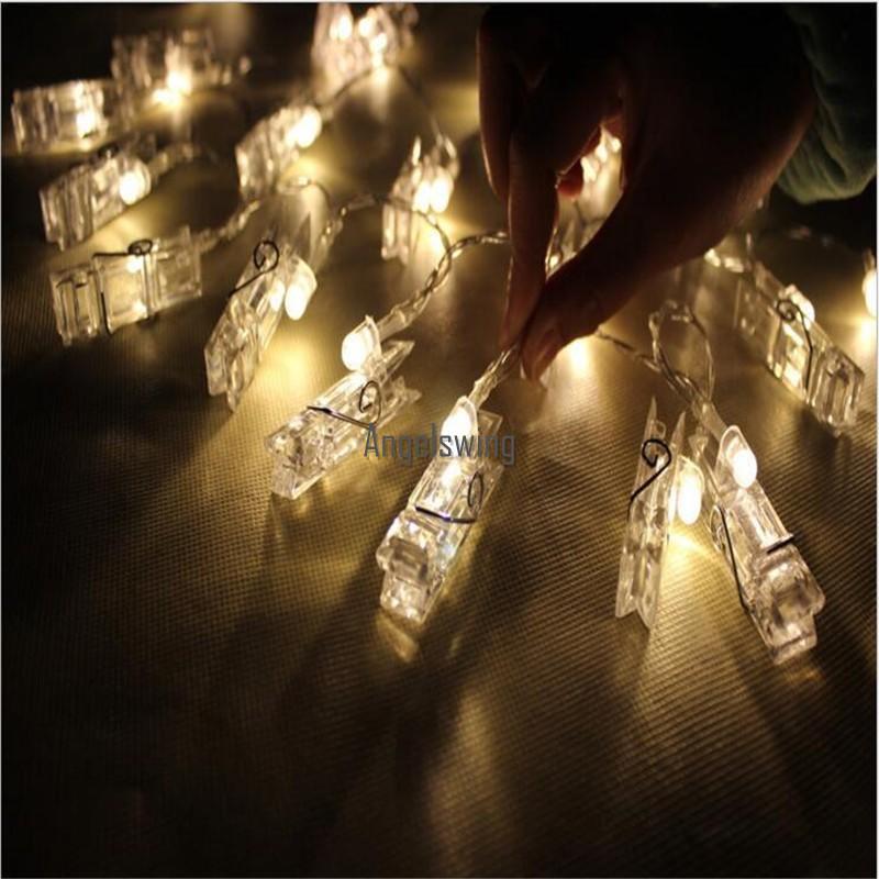 LED Clip Card Photo Holder String Fairy Lights Battery Christmas Wedding US
