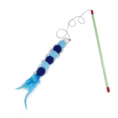 Cat Feather Wand Stick Cat Teaser Kitten Toy Dangle Bell Interactive Play Toys N