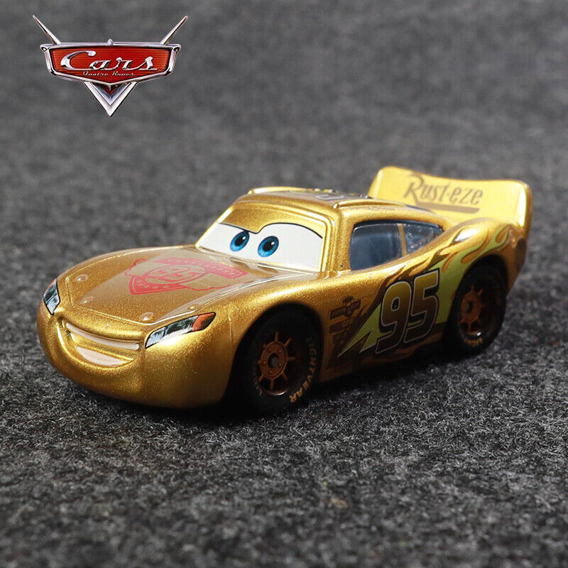 PIXAR New Cars 3 Golden Lightning McQueen Latest Rare Style 1:55 Diecast Toy Car
