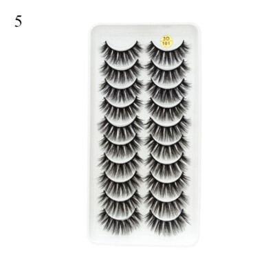 10 Pairs False Eyelashes Eye Lash Extension Natural 3D Mink Hair Wispies Makeup 