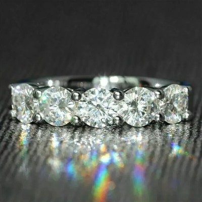 14K White Gold Plated 2Ct Round Lab-Created Diamond Women's Valentine Gift Ring