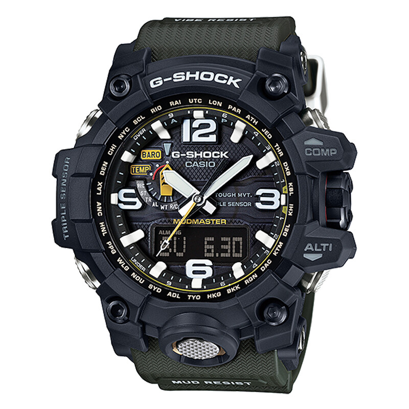 Pre-owned Casio G-shock Gwg-1000-1a3jf Mudmaster Green Band Radio Solar Men Watch Tough