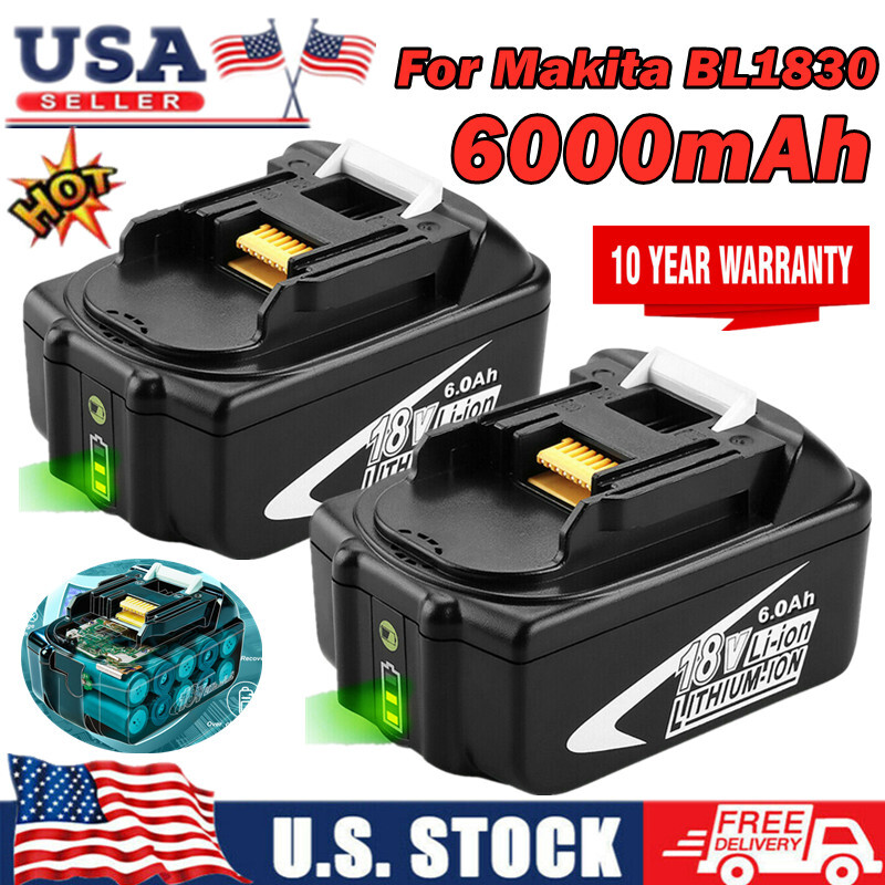 2Pack For Makita 18V 6.0Ah LXT Lithium-Ion BL1860 BL1850 BL1830 Battery 194205-3
