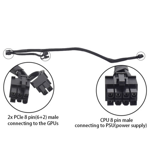 For XFX RX580 to ITX 8 Pin to Dual 8(6+2) Pin PCIe Power