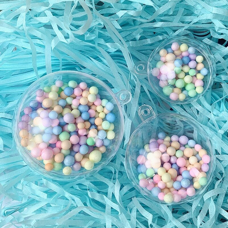 10PCS DIY Clear Plastic Balls Fillable Bauble Ornaments Ball Hanging Christmas