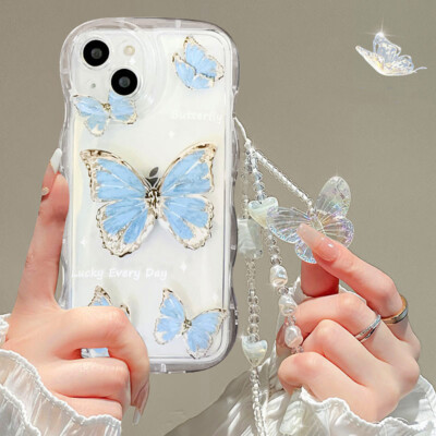 Hot Fashion Girl Clear Phone Case Cover +Chain For iPhone Samsung Huawei Infinix