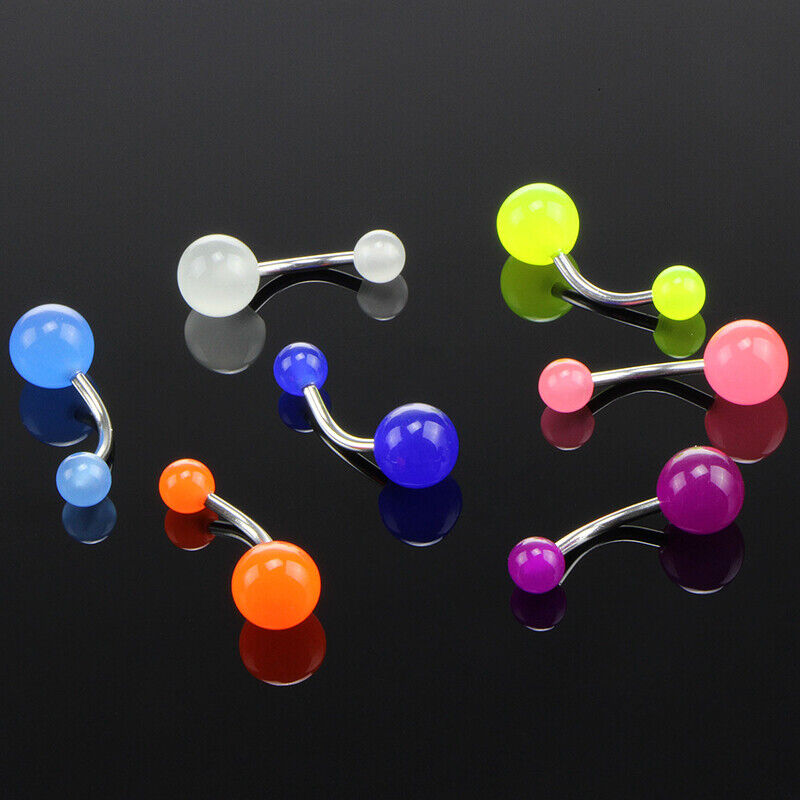 Luminous Acrylic Belly Button Rings Sexy Barbell Surgical Steel Navel Piercing#