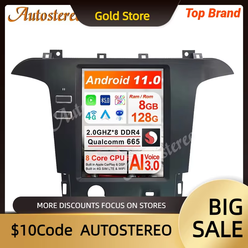 Qualcomm Snapdragon Android Carplay For Ford Galaxy S Max 2007-2015 Tesla Style
