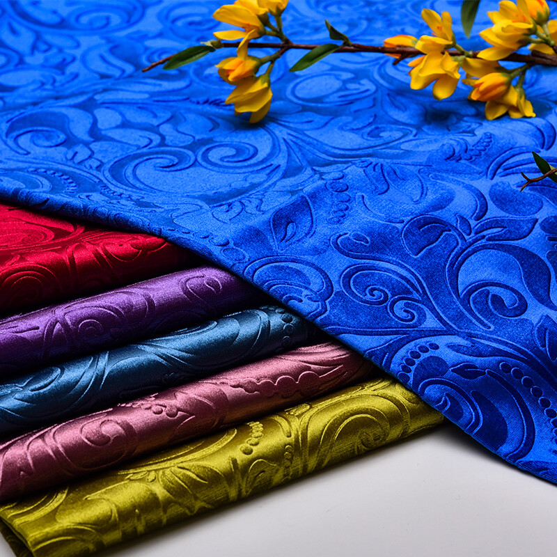 Velvet Embossing Floral Fabric Cloth DIY Retro for Tablecloth Sofa Cushion Cover